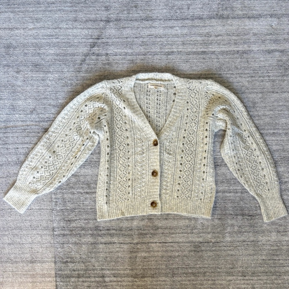 Lucky Brand Cream Knit Cardigan